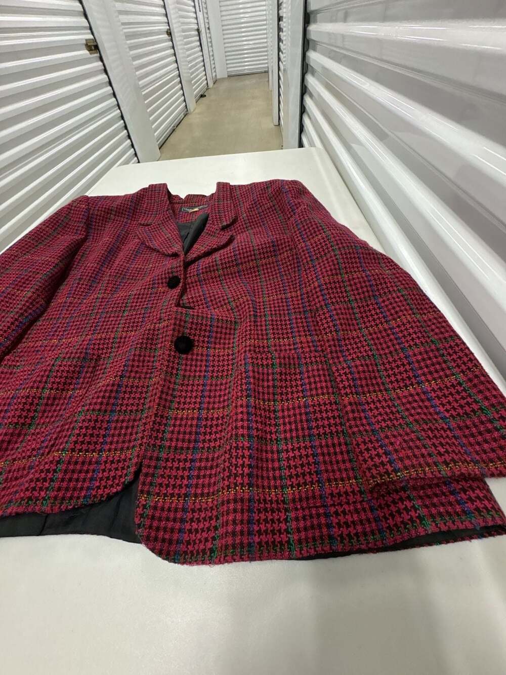 Maggie McNaughton Women's Red Multi-Color Plaid Tweed Blazer Jacket, Size 20W